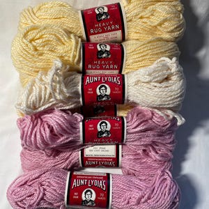 U Pick Vintage Skein Aunt Lydia&#39;s Heavy Rug Yarn 70 Yards Each Article 235 24 Natural 23 Cream 231 020 Pink Light Orchid Rayon Cotton Blend