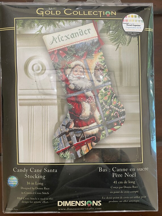 Dimensions Gold Collection Counted Cross Stitch Kit - Candy Cane Santa Stocking