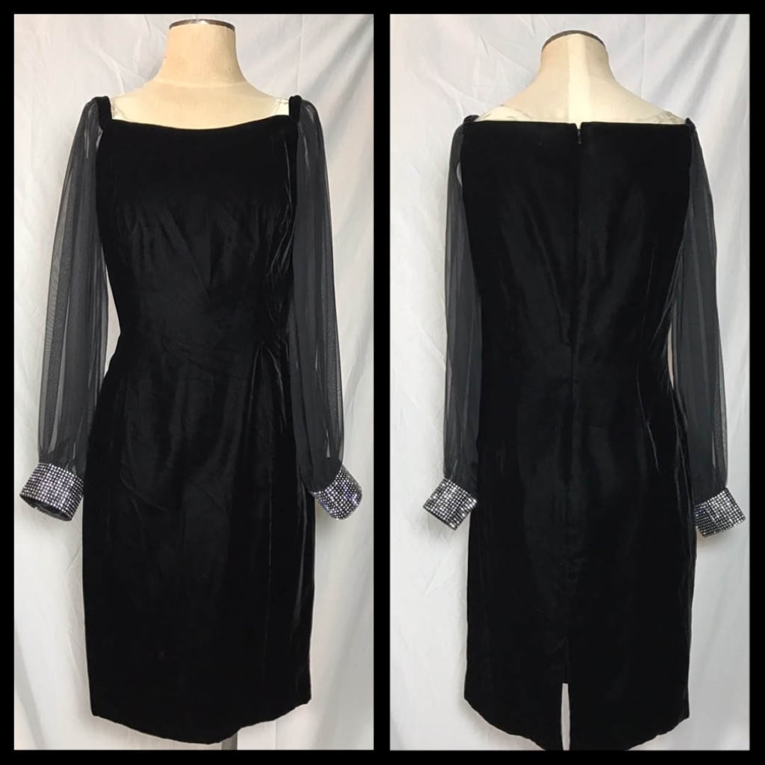 1970s Incredible Velvet Chiffon Lillie Rubin Dress