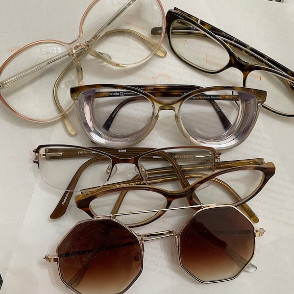 U Pick Vintage 1980s 90s 2000s Eyeglasses Frames PRESCRIPTION LENSES Glasses Pink Brown Translucent Plastic Metal Nose Pads or Saddle Bridge
