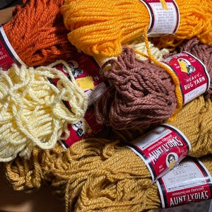 U Pick Vintage Skein Aunt Lydia&#39;s Heavy Rug Yarn 70 Yards Each Article 235 Burnt Orange Antique Gold Orange Brown Yellow Rayon Cotton Blend