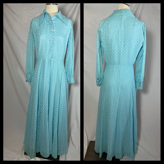 Vintage 1970s Era Coco California Blue Maxi Lengt… - image 1