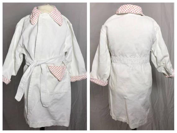 1950s Toddler Corduroy Bathrobe with Contrast Polk