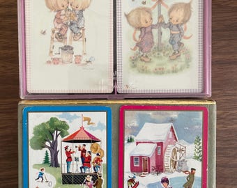 U Pick Vintage Double Decker Playing Card Set COMPLETE Hallmark Betsey Clark Children Lemonade Maypole 1960s Era Old Time Fun Victorian