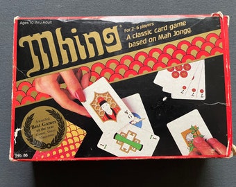 Vintage 1980s 1983 Mhing Card Game - Complete - 2 to 6 Players - Cards in Very Good Condition but Box Shows Wear - VA