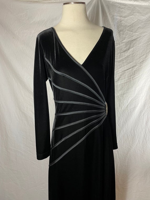 Vintage 1980s 1990s Tadashi Black Stretch Velvet … - image 6