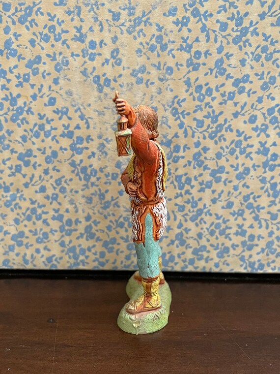 Vintage Landi Italie Figurine de collection Berger tenant la lanterne avec echarpe jaune et pantalon bleu env. 3 75 de haut Etsy France