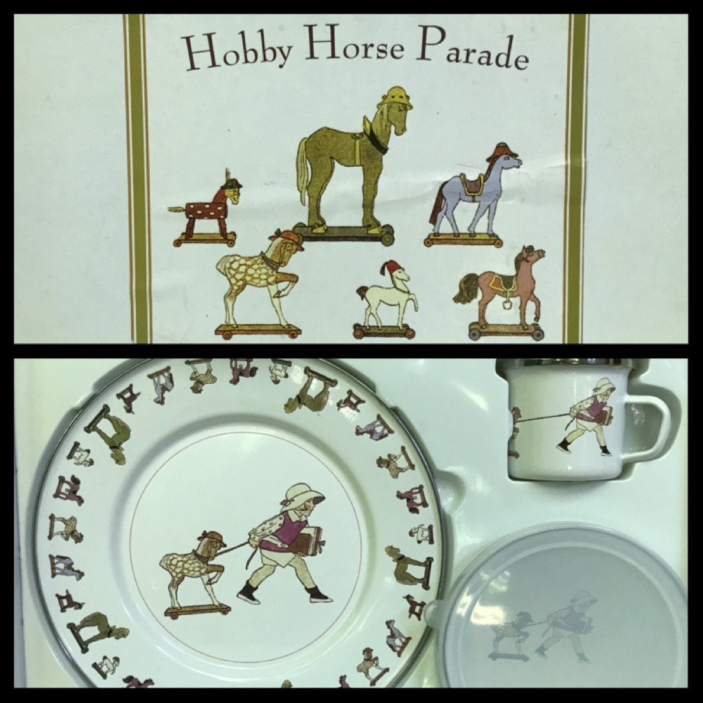 Rabbit Hobby Horse Parade Enamelware Plate | Etsy