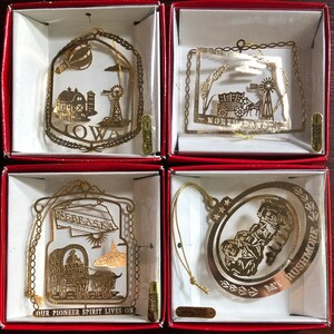 U Pick Nation's Treasures Genuine 24K GOld FInish Brass United States Christmas Ornaments Iowa Nebraska North Dakota or Mount Rushmore 3D