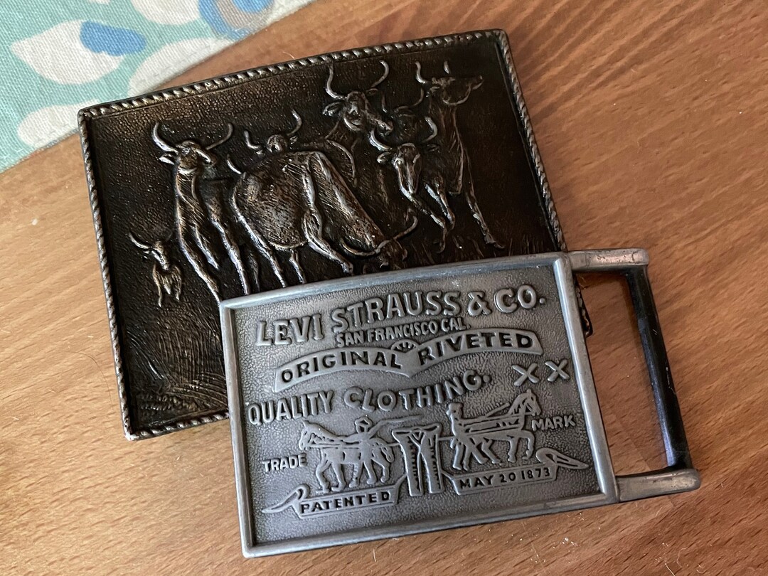 U Pick Belt Buckle - Silver Gray Levi Strauss & Co Original 