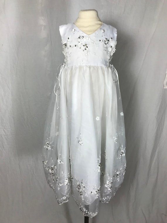 Little Girl’s Special Occasion White Dress with D… - image 5