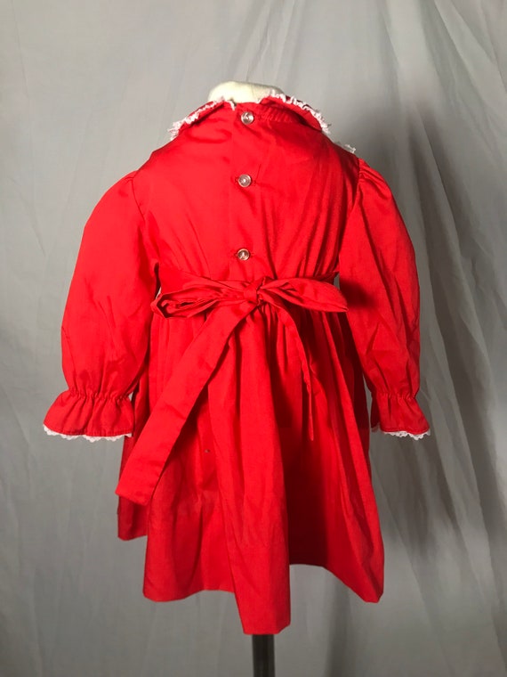 Vintage Baby Girls Polly Flinders Red Smocked Dre… - image 5