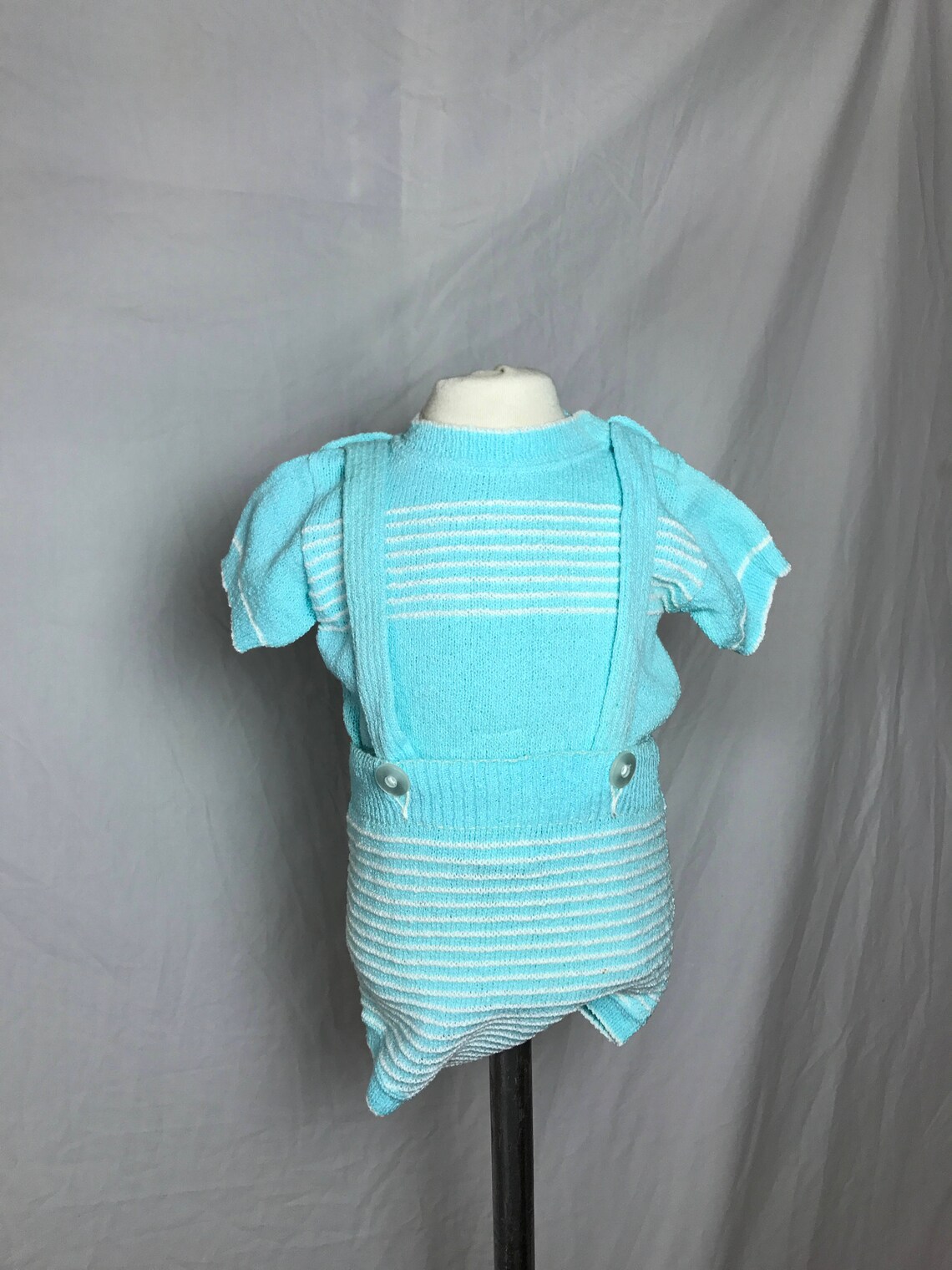 Baby Boys Knit Outfit Blue and White Suspender Shorts Short Etsy