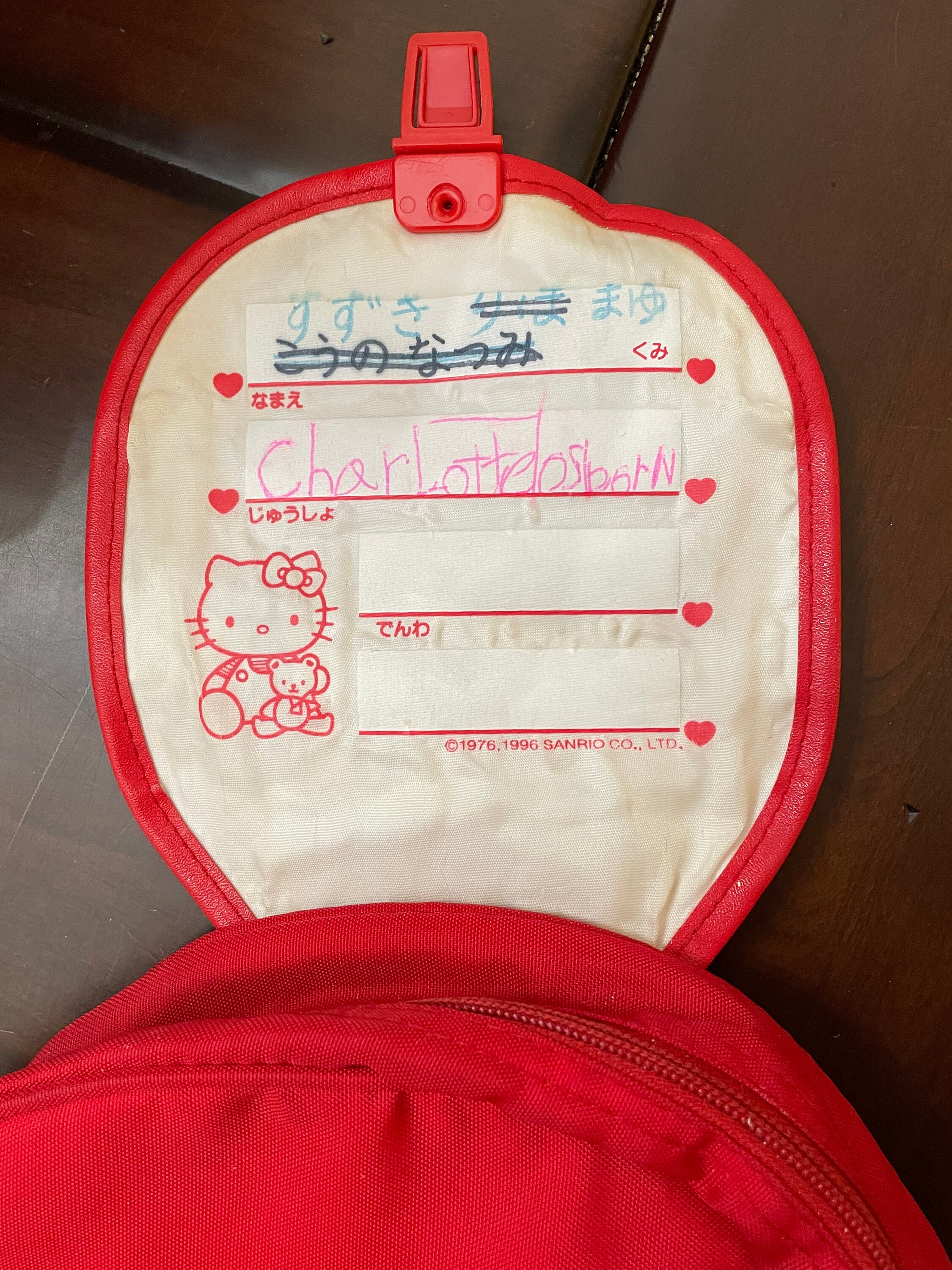 Vintage 1996 1990s Sanrio Hello Kitty Red Plaid Backback 