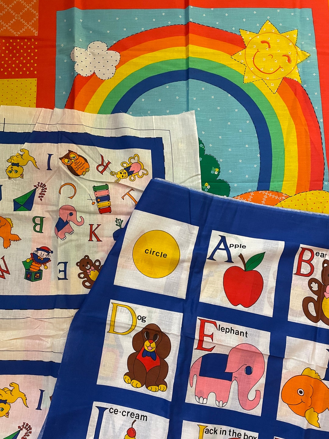 U Pick Fabric Panels 1970s Era Child's Large Alphabet Panel OR Manes