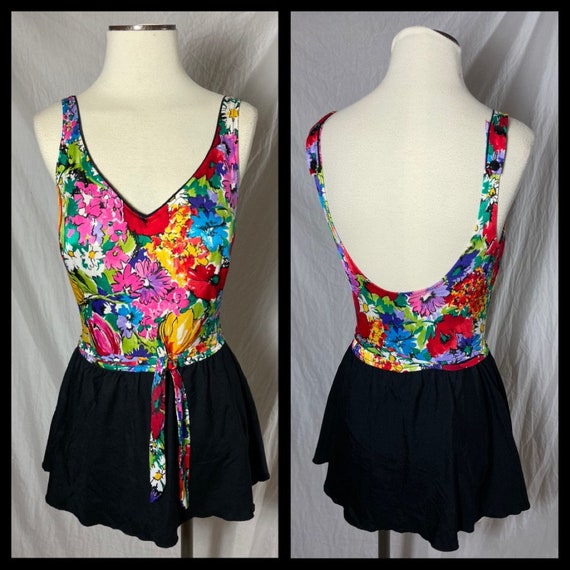 Vintage 1980s Era Roxanne One Piece Swimsuit with… - image 1