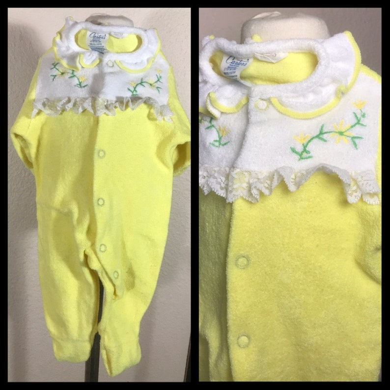 Vintage Carters Baby Girls Terry Cloth Romper Footed Sleeper Etsy
