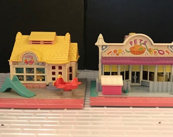U Pick 1990s Era Polly Pocket Bluebird Pollyville Houses Pet Shop or Toy Store   IL