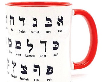 Aleph bet-Hebrew alphabet jewish coffee mugs by barbara shaw gifts