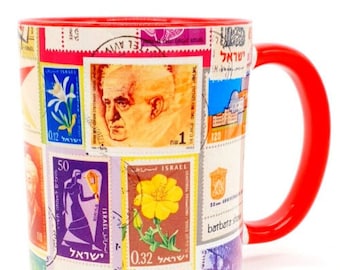 Israeli Stamps koffiemok van Barbara Shaw Gifts