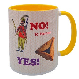 No to Haman, Yes to Hamantashen Purim coffee mug