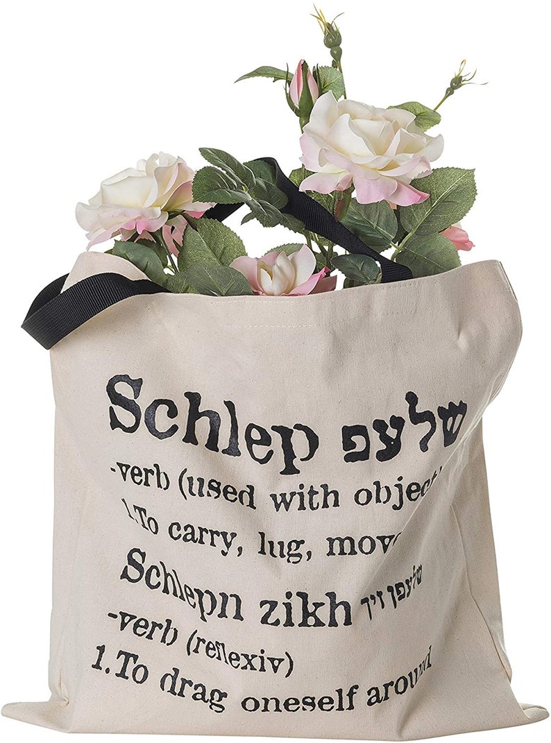 De ORIGINELE Schlep carry Tote Bag, Jiddisch 15 in X 15 in, middelzware katoenen canvas draagtas met sluiting leuke Tote tas voor dames afbeelding 2