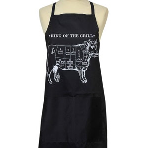 Grill Apron Kosher Men's Apron. King of The Grill for Men, B.B.Q. Apron Black Apron Israeli Gifts Made in Jerusalem jewish mens gifts image 3