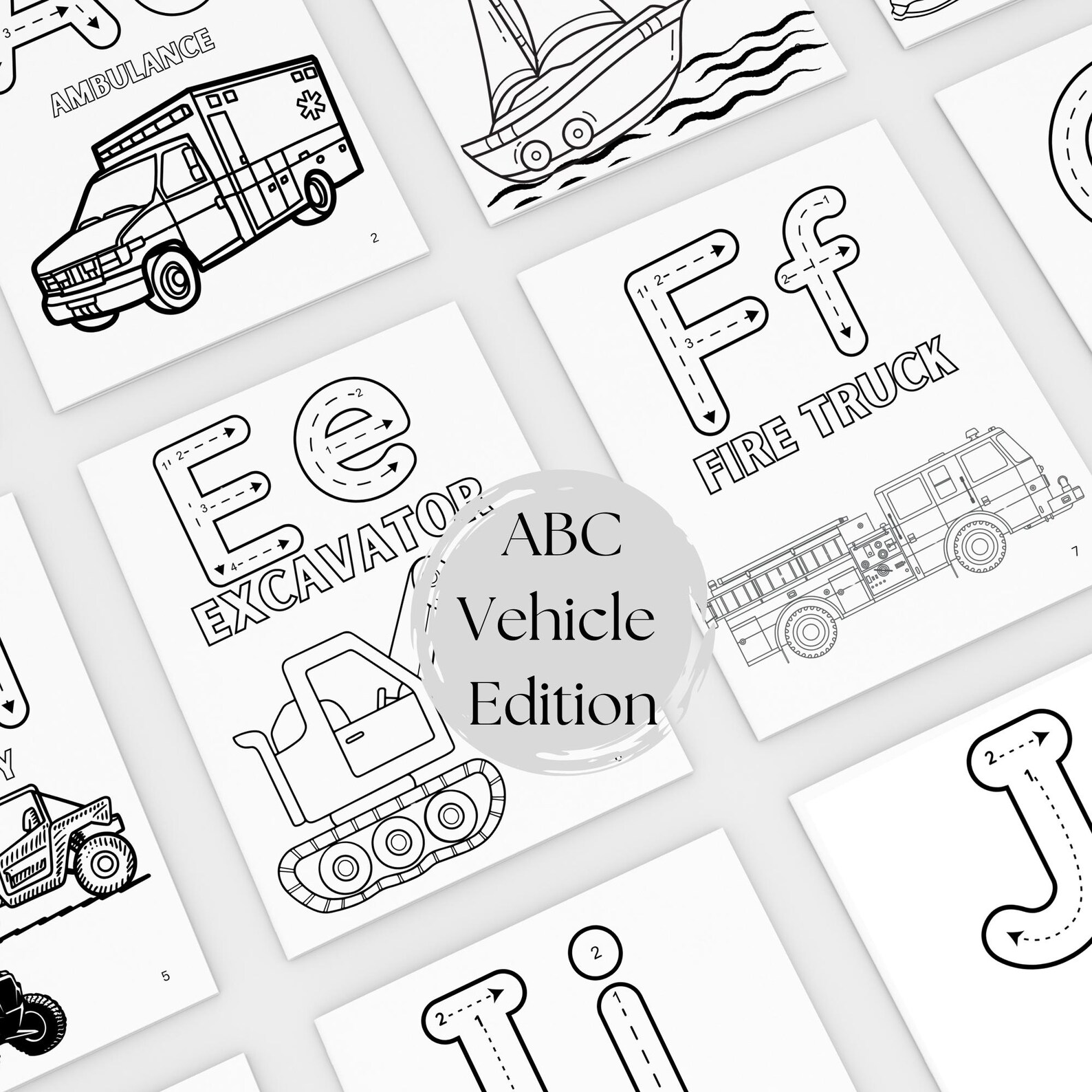 ABC Vehicles Coloring Book: Traceable Alphabet Letters (PDF Pattern) - Etsy