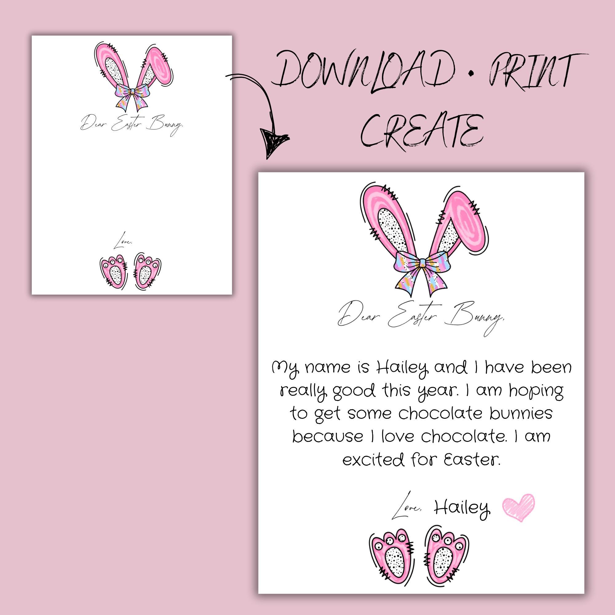 Printable Easter Bunny Letter Template: Kids Activity (digital File) - Etsy