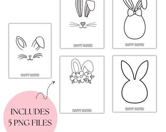 Easter Bunny Face Coloring Pages: Kids Crafts (Printable PNG)