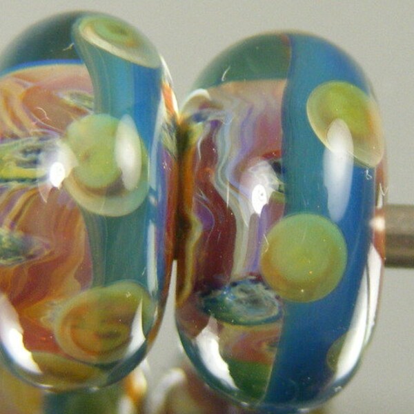 Boro Glass Lampwork Beads Pair for Earrings (2) --- Pr650 daniel echeverry glass art