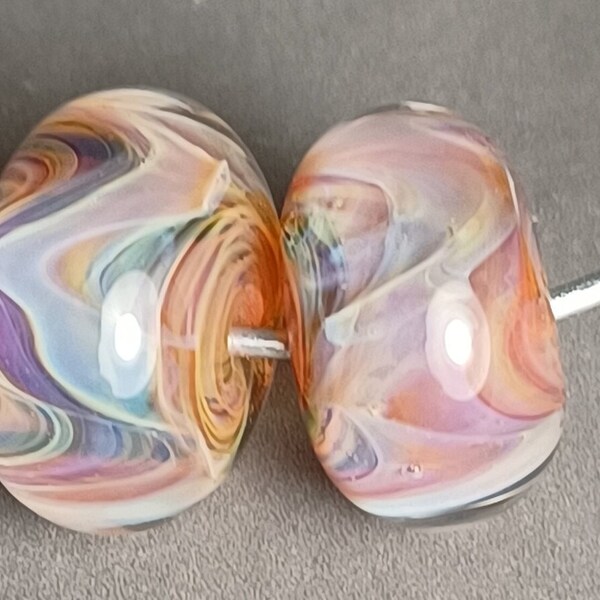 DanielsBeads Boro Lampwork Glass Bead Set (2) -Jewelry Supply SRA Hand Made Jewelry pair for Making earrings