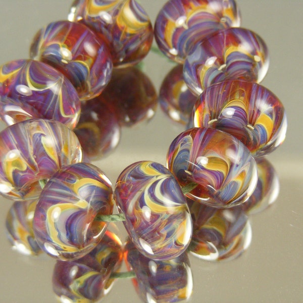 Boro beads Lampwork Glass Bead Set (10) ---  London