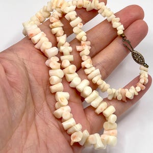 vintage angel skin coral branch nexklace 925 sterling silver clasp genuine coral beads necklace gift for women layering jewelry