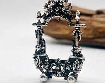 Vintage miniature photo frame 925 sterling silver Rococo revival REO silver miniature dollhouse table decor cute collectable gift