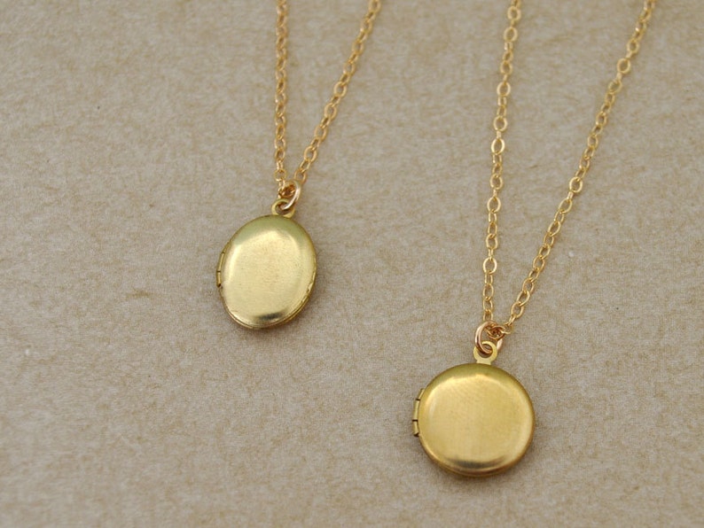 TINY VINTAGE LOCKETS delicate 14k gold filled everyday wear minimalist necklace with tiny vintage raw brass lockets image 2