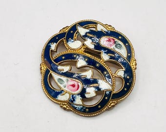 Antique Victorian enamel brass button brooch pin small enamel pin jewelry accessories collectable jewelry gift for women