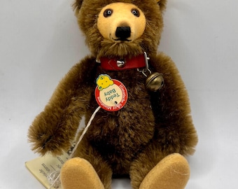 Steiff jointed bear 1990s miniature mohair pesty teddy bear poseable plush  bear collectable art bear collectible toy gift for women