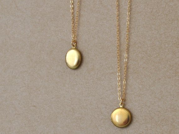 CUTE AS A BUTTON tiny vintage brass locket necklace