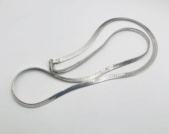 Vintage herringbone chain 925 sterling silver Italy chain 24 inches 4.5mm solid silver flat snake chain layering necklace jewelry gift