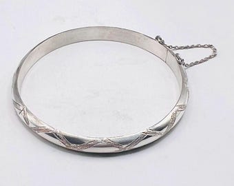 Vintage 925 silver bangle bracelet sterling silver hinged stackable bangle layering bracelet vintage jewelry gift for women