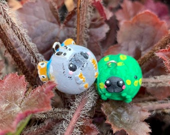 Lindo llavero/dije de mariposa azul y oruga