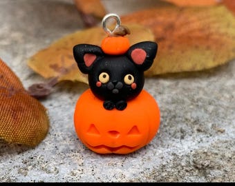Jack-A-Lantern & Svart Katt Nyckelring
