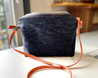 LUXURY BLUE JEAN fabric zippered bag , Cosmetic bag,Travel pouch , Utility pouch, Gift for Traveler, Gift for girlfriend, Gift for wife