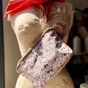 FLORES Bolsa con cremallera de lona encerada marrón tostado, bolsa de uso general, bolsa de viaje, bolsa de cosméticos, bolsa de pasaporte para guardar cosméticos, regalo para viajeros