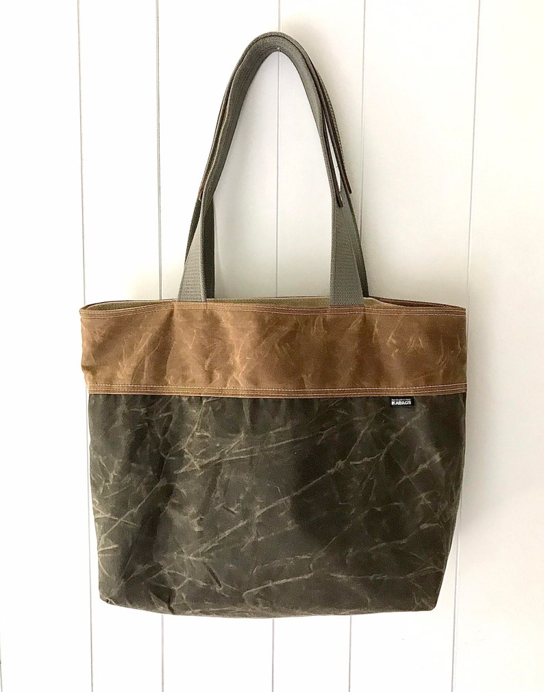Large Waxed Canvas Tote Bag With Leather Straps Extra Large Etsy UK