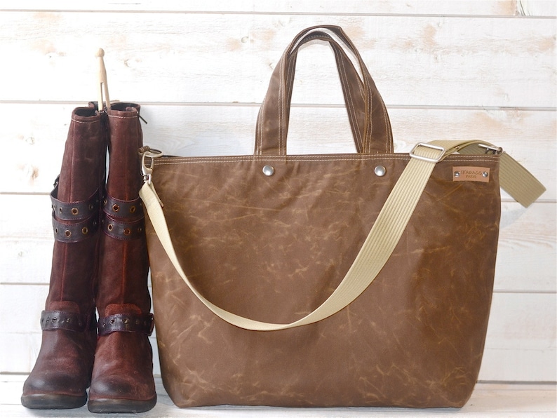 Messenger bag Gift for Her Adult bag Canvas tote Travel bag Diaper bag Bike bag Tan brown Waxed canvas tote
