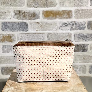Bolsas con cremallera para tejer y crochet Bolsa con cremallera de lona encerada marrón tostado, bolsa de herramientas, bolsa de viaje, bolsa de cosméticos, bolsa de pasaporte, regalo para viajeros