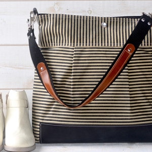 Waxed Canvas Diaper Bag: Large Crossbody Messenger with Leather Bottom