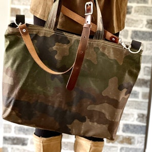 Waxed Canvas Tote Bag , Shoulder Bag,back to School Bag, Messenger Bag ...